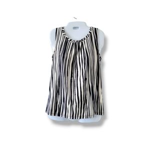 Kasper | Cute Navy/White Striped Sleeveless Top (SIZE S)